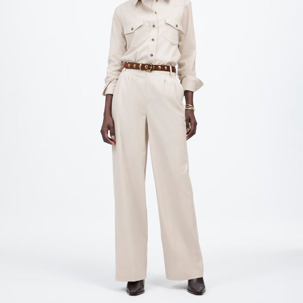 Madewell Harlow Wide-Leg Pant Size 8 Brushed Twill Pebble Stone Color